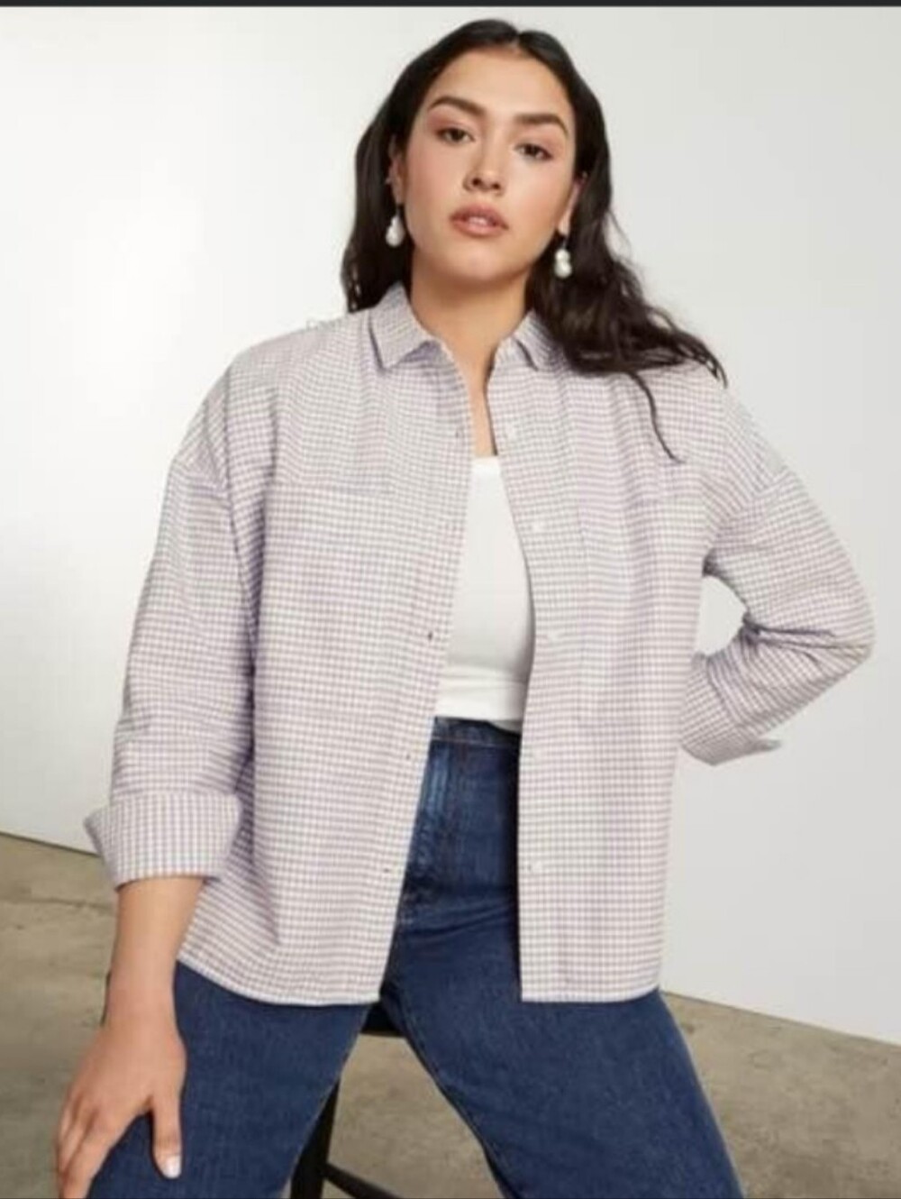 Everlane The Boxy Oxford Shirt — Periwinkle Gingham Check